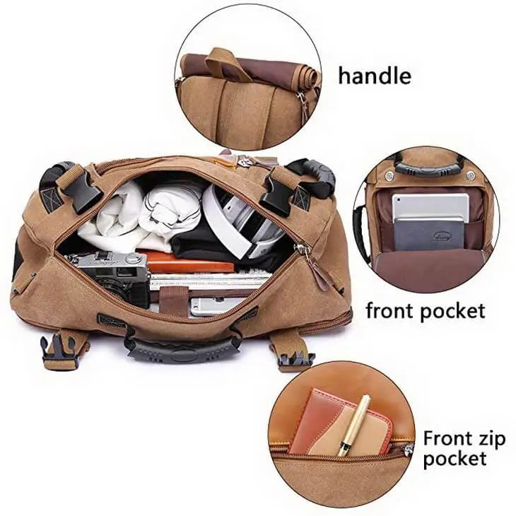 KAKA Vintage Large Capacity Canvas Outdoor Travel Luggage Backpack