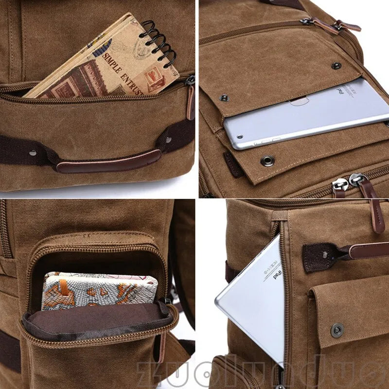 Men’s Vintage Canvas Backpack School Bag Men’s Travel Bags Large Capacity Laptop Backpack