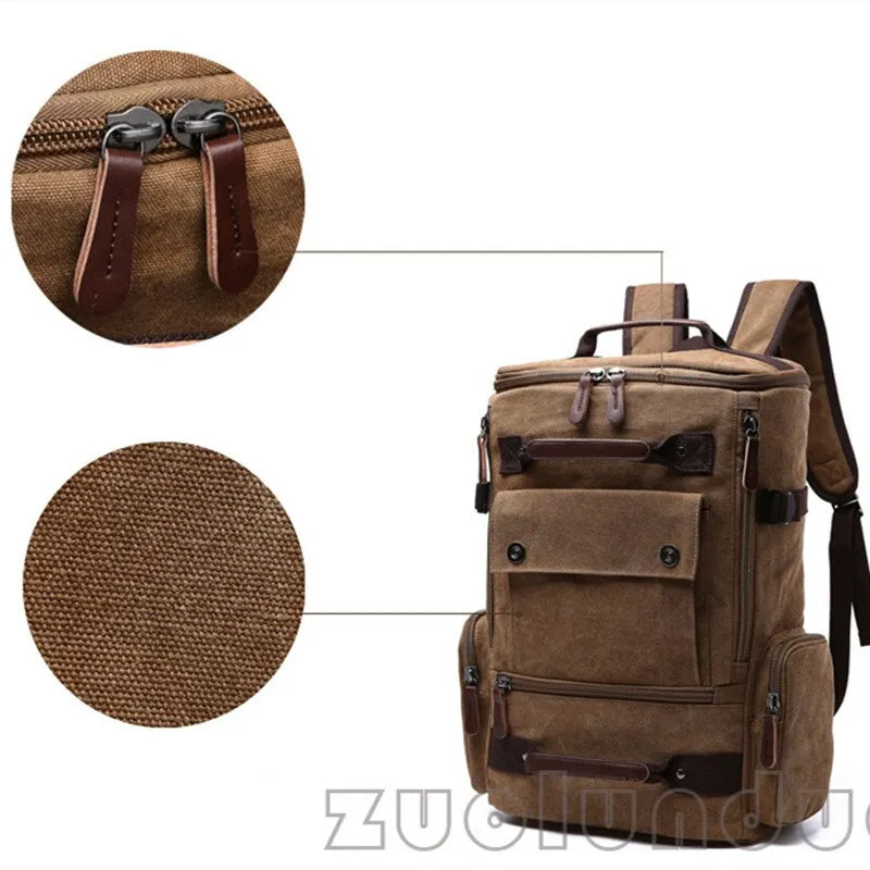 Men’s Vintage Canvas Backpack School Bag Men’s Travel Bags Large Capacity Laptop Backpack
