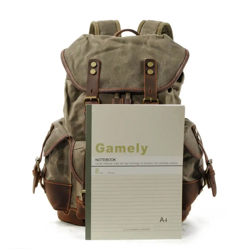 Men’s Leather Waxed Canvas Backpack Mochila Hombre High Capacity Vintage Rucksack For School Hiking Travel