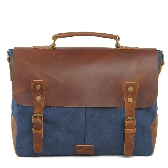 Men’s Canvas Leather Briefcase Bag Business Handbag Messenger Laptop Shoulder Bag