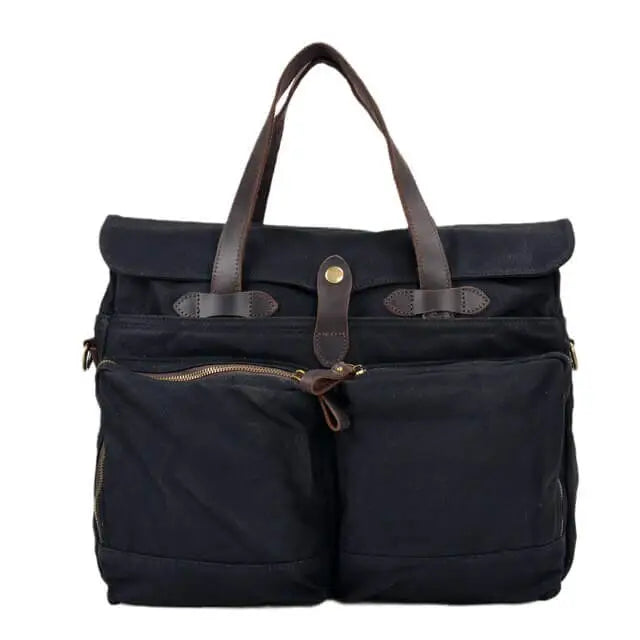 Vintage Soft Oil Wax Canvas Travel Briefcase Leisure Bag Fashion Large Capacity Briefcase Portable Messenger Bag