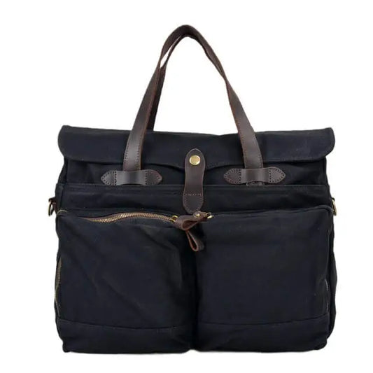Vintage Soft Oil Wax Canvas Travel Briefcase Leisure Bag Fashion Large Capacity Briefcase Portable Messenger Bag