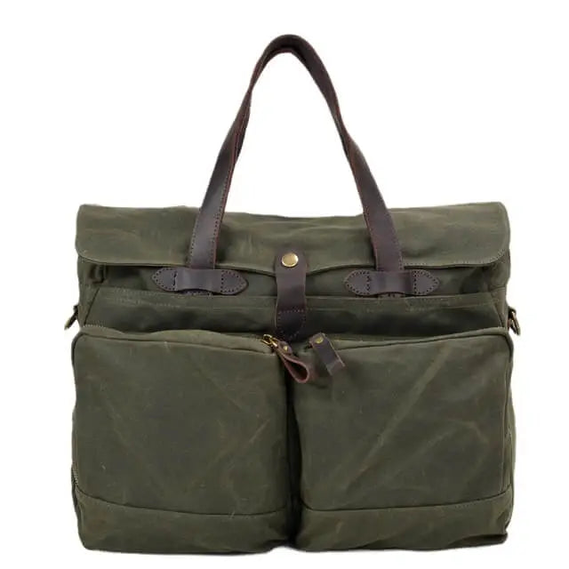 Vintage Soft Oil Wax Canvas Travel Briefcase Leisure Bag Fashion Large Capacity Briefcase Portable Messenger Bag