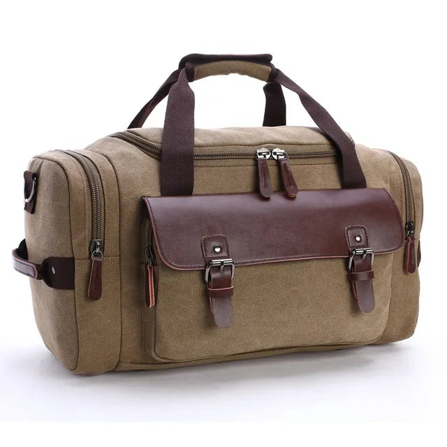 Men’s Canvas Vintage Travel Bags Large Capacity Tote Shoulder Bag Daily Bolsa Multifunction Duffel Bag