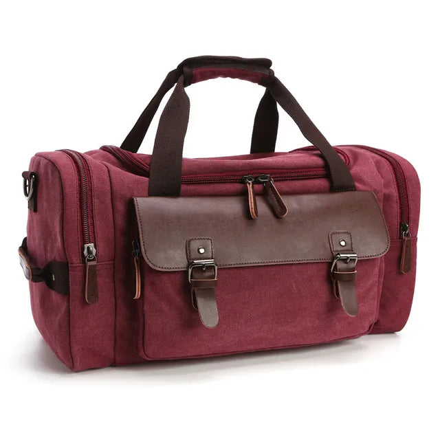 Men’s Canvas Vintage Travel Bags Large Capacity Tote Shoulder Bag Daily Bolsa Multifunction Duffel Bag