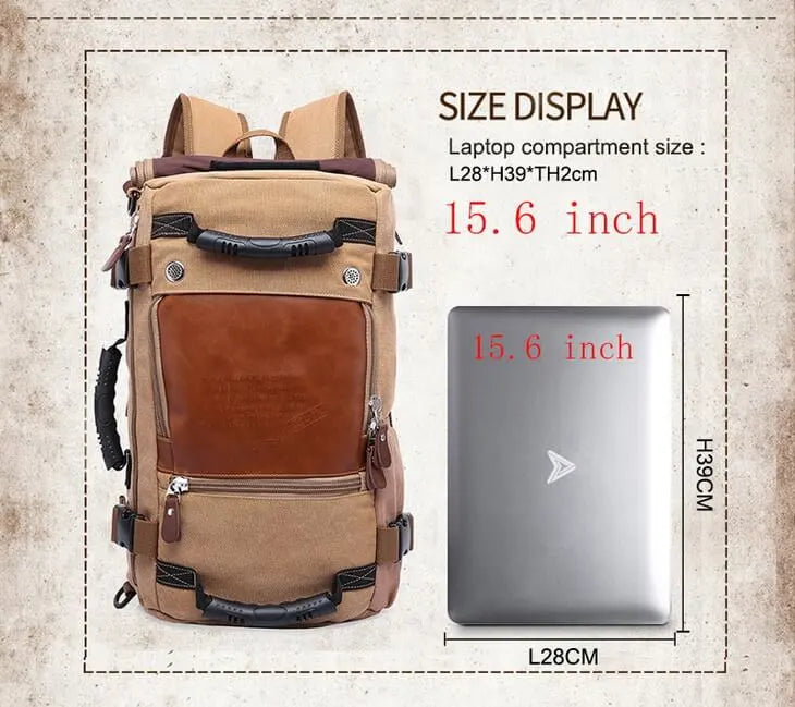 KAKA Vintage Large Capacity Canvas Outdoor Travel Luggage Backpack
