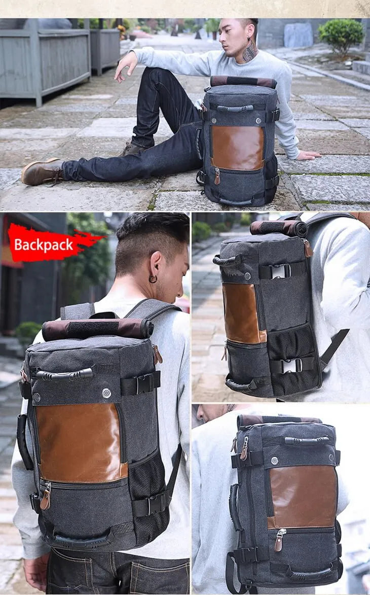 KAKA Vintage Large Capacity Canvas Outdoor Travel Luggage Backpack