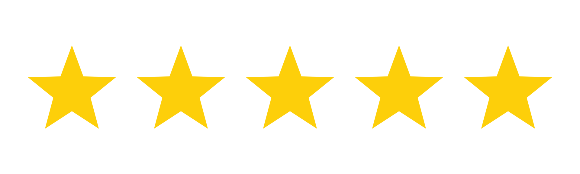Five yellow stars on a white background